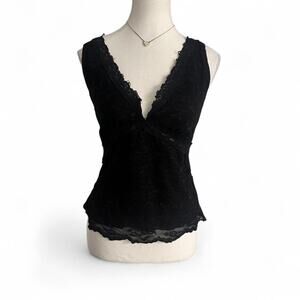 Worthington Y2K Vintage WhimsyGoth Embroidered Print Double Layering Tank Size M